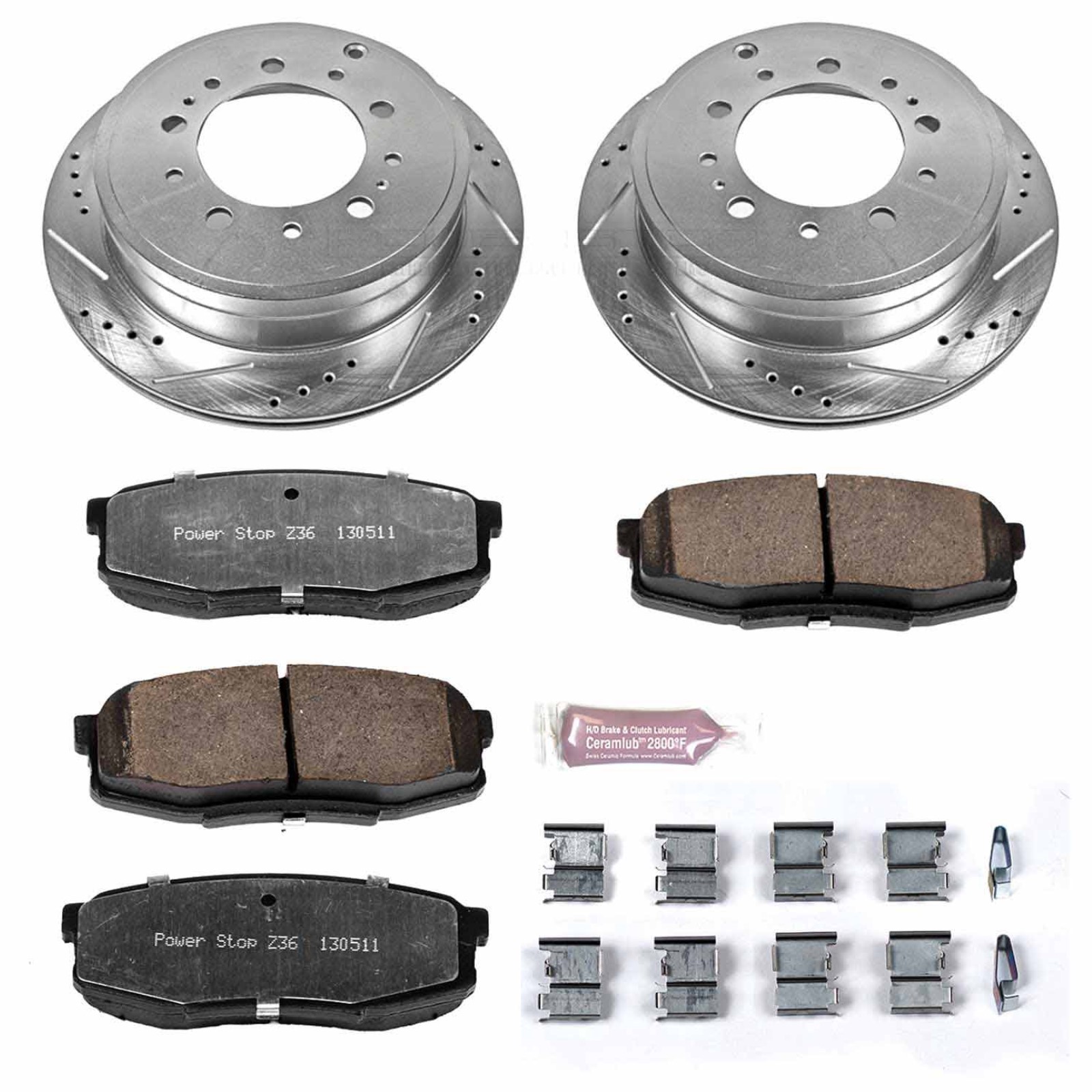 Powerstop K3073-36 Rear Z36 Brake Pad & Rotor Upgrade Kit for 07-19 Land Cruiser